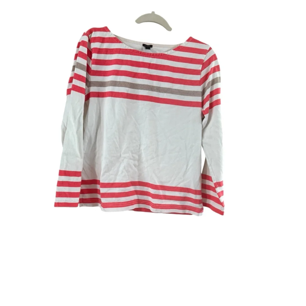 J. Crew Striped Long Sleeve Top White and Red Size Medium